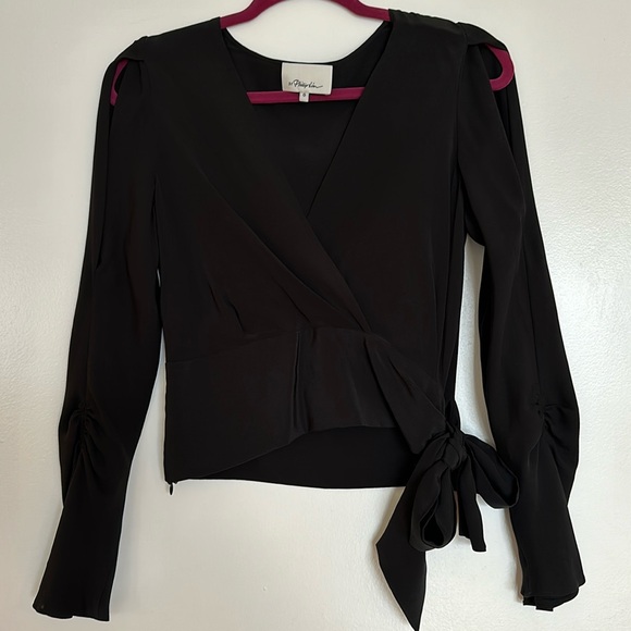 3.1 Phillip Lin black v-neck silk blouse - Picture 2 of 6